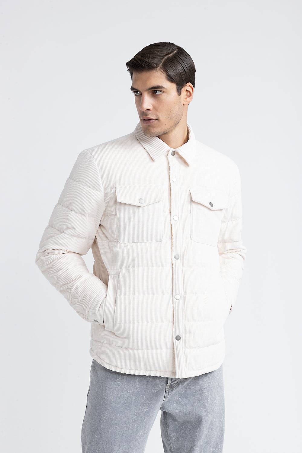 Peserico Camicia in piuma d'oca e velluto a coste