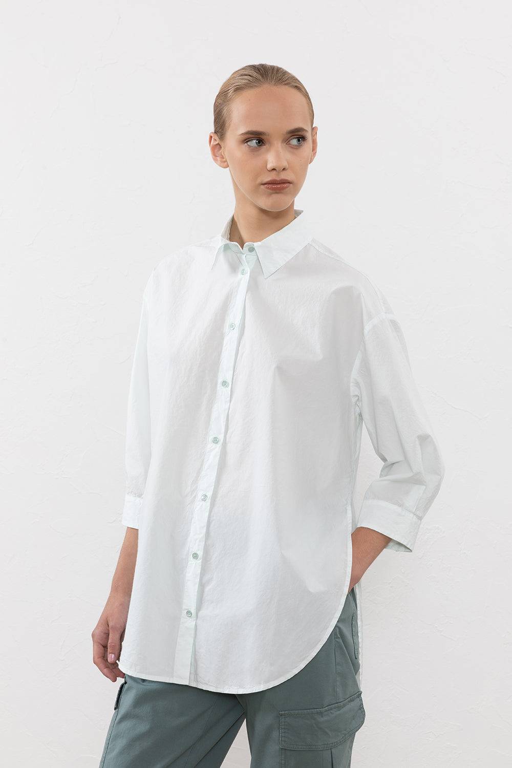 Peserico Camicia In Popeline Di Cotone Clean Unito