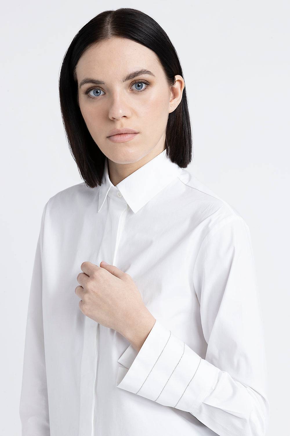 Peserico Camicia In Popeline Di Cotone Stretch