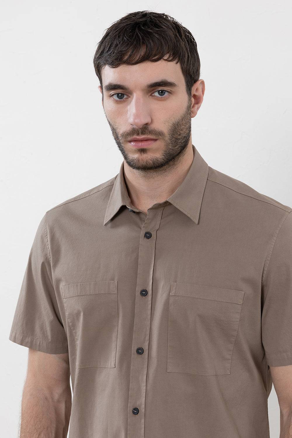 Peserico Camicia In Popeline Di Cotone Stretch