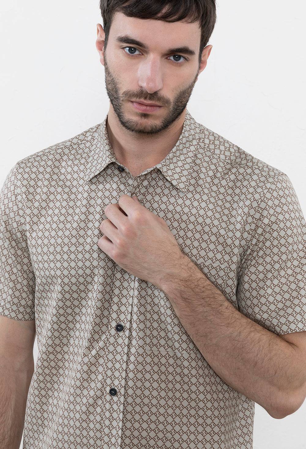 Peserico Camicia In Popeline Stampato