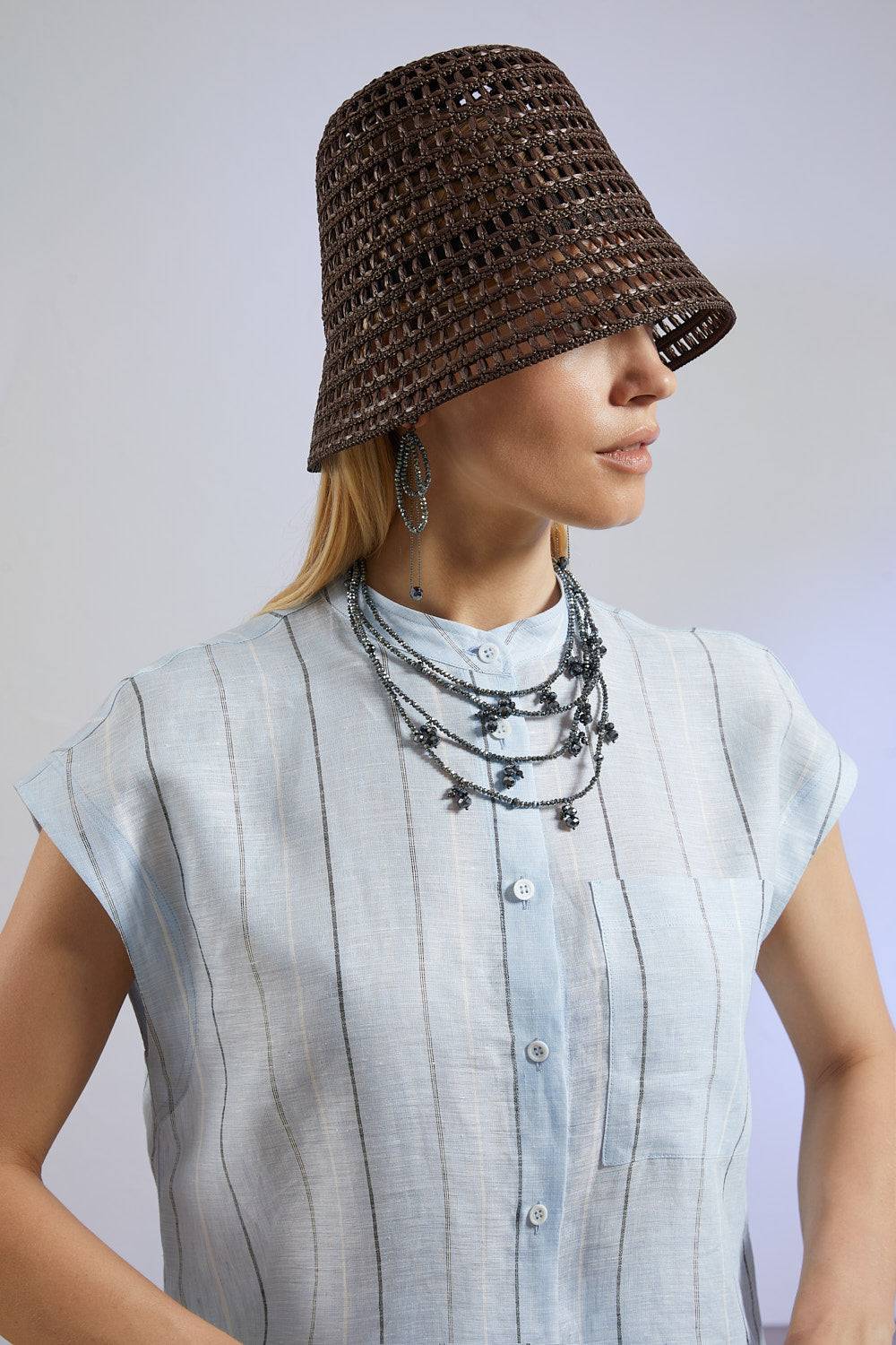 Peserico Camicia In Puro Lino Multiriga