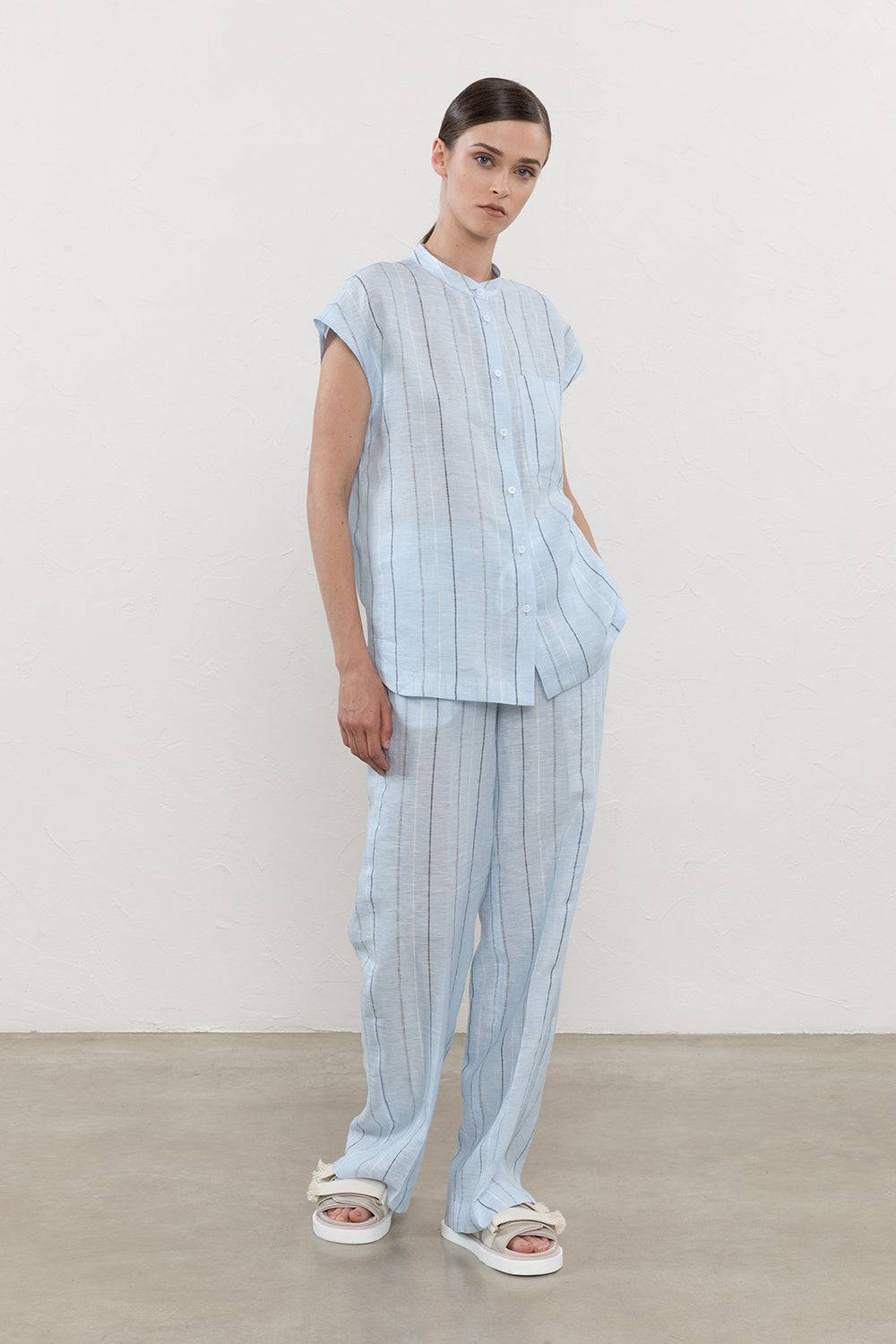 Peserico Camicia In Puro Lino Multiriga