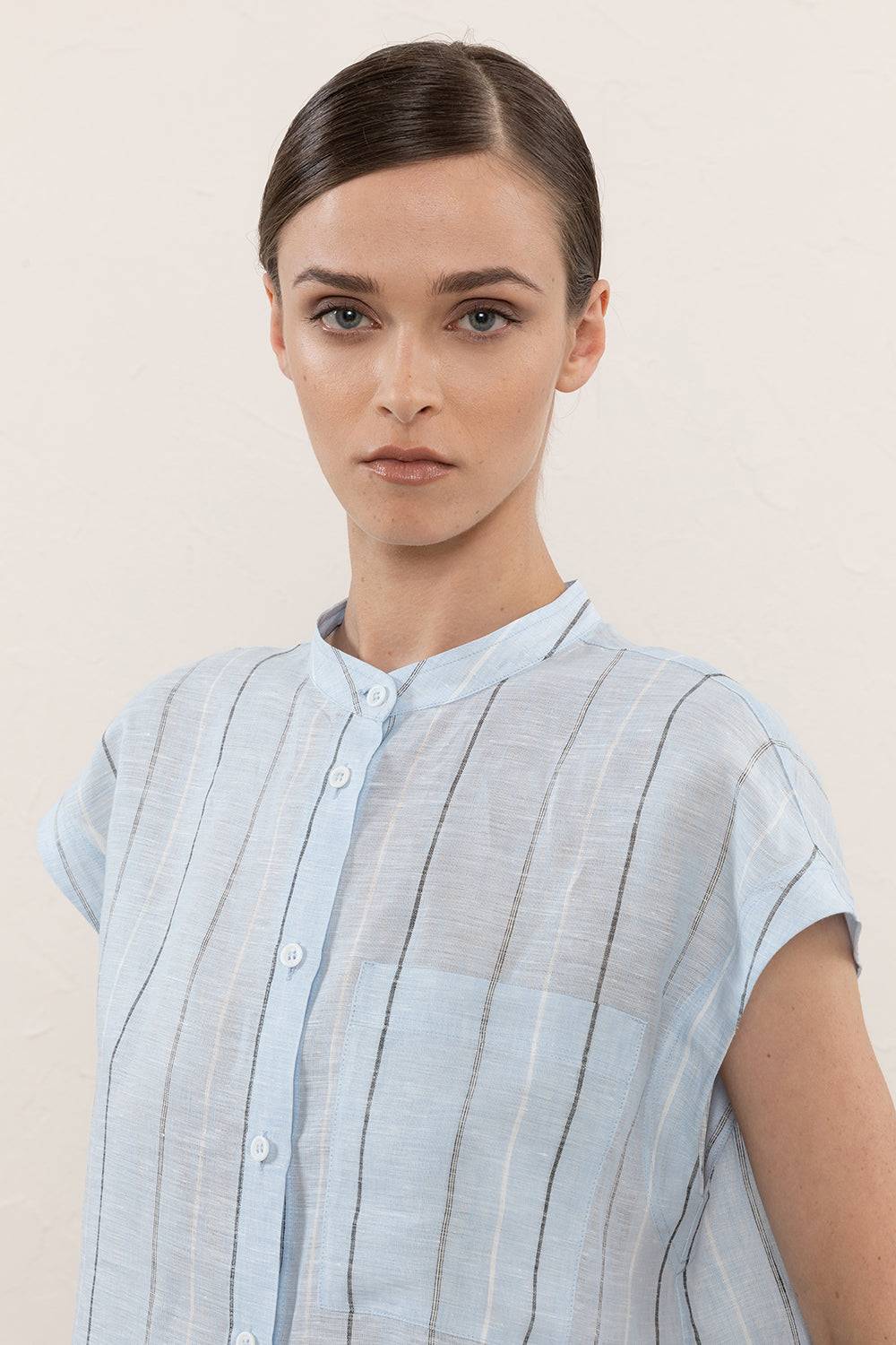 Peserico Camicia In Puro Lino Multiriga