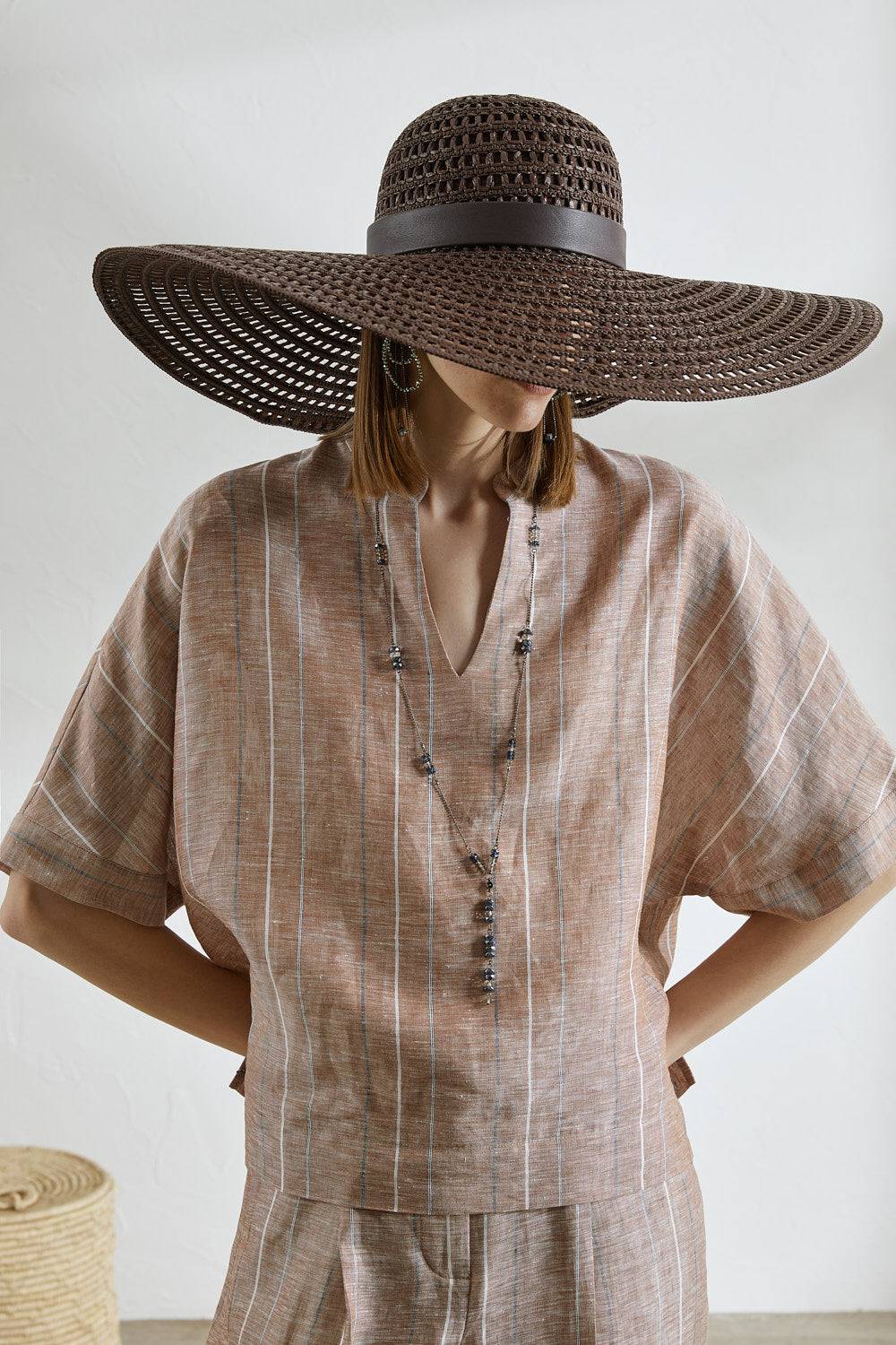 Peserico Camicia In Puro Lino Multiriga