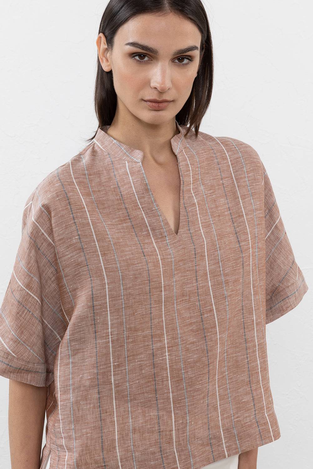 Peserico Camicia In Puro Lino Multiriga