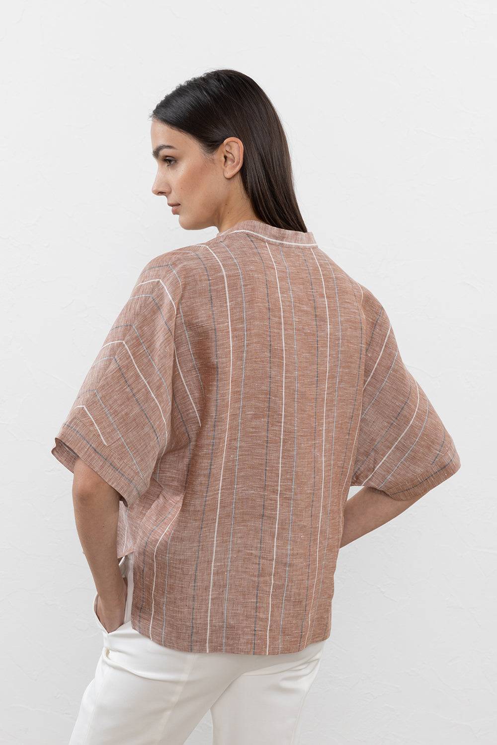 Peserico Camicia In Puro Lino Multiriga