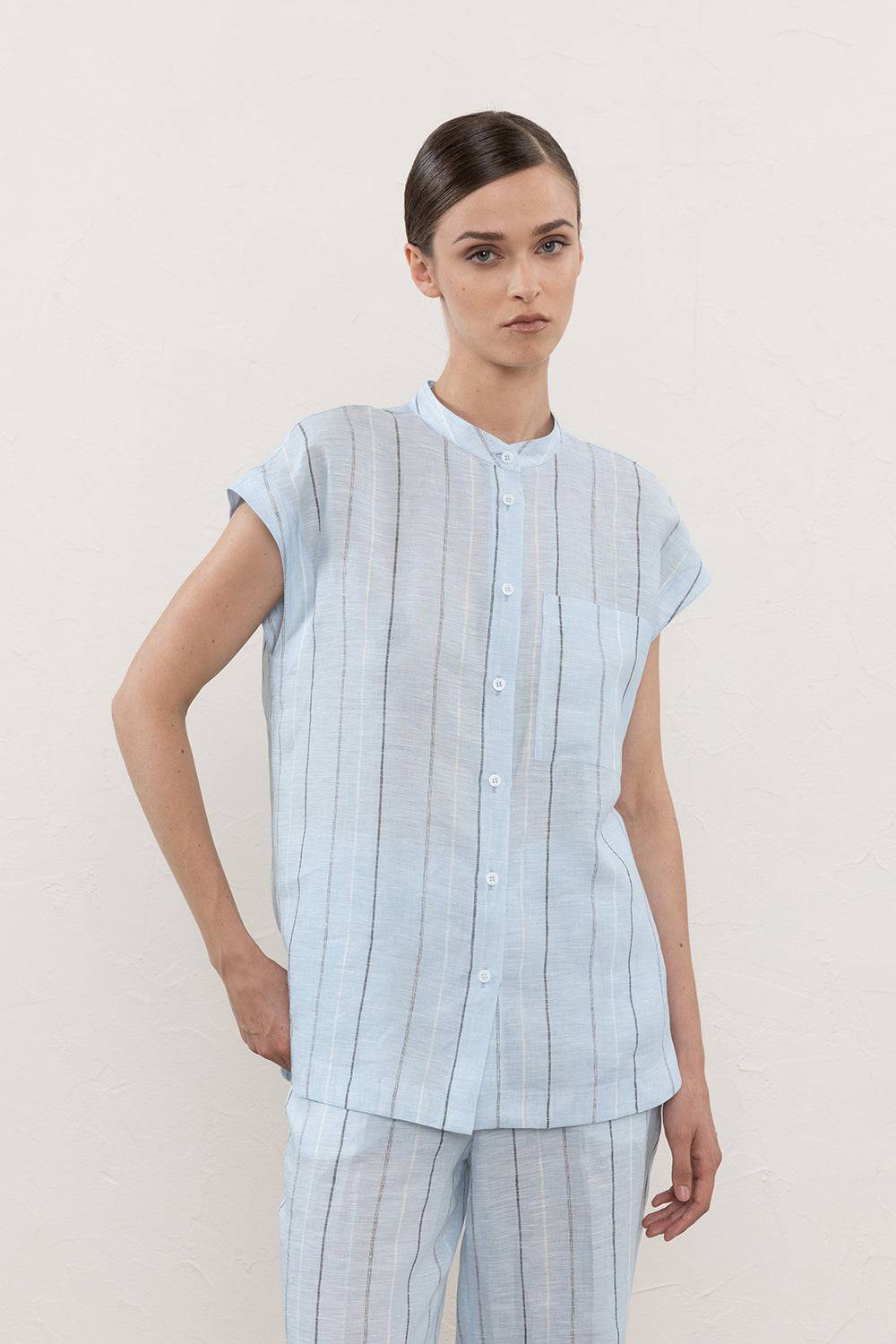 Peserico Camicia In Puro Lino Multiriga