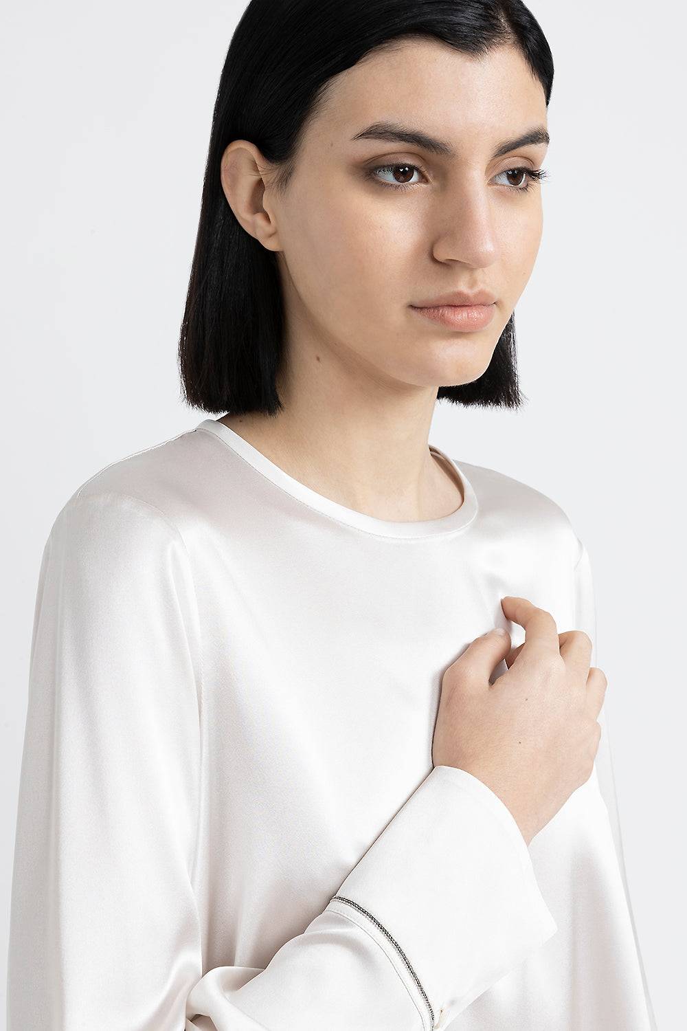 Peserico Camicia In Raso Di Seta Con Punto Luce