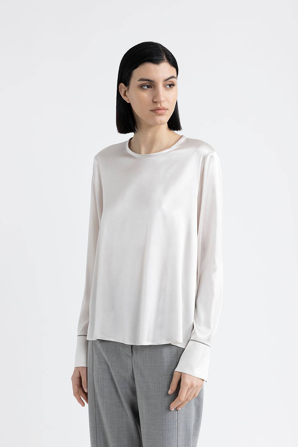 Peserico Camicia in raso di seta con Punto Luce