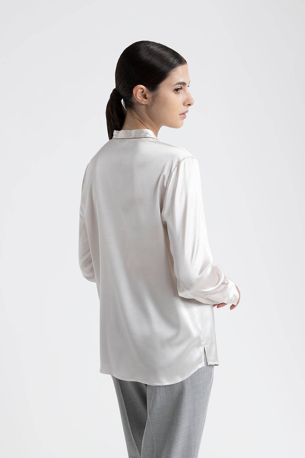 Peserico Camicia In Raso Di Seta Lucido