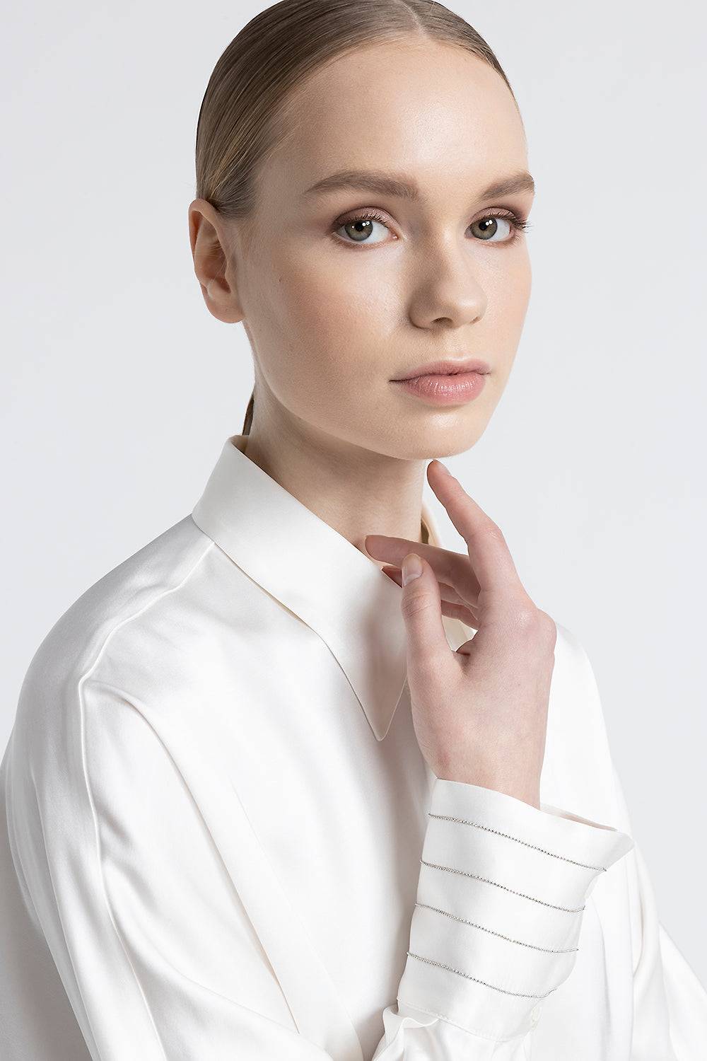 Peserico Camicia In Raso Di Viscosa Over E Crop