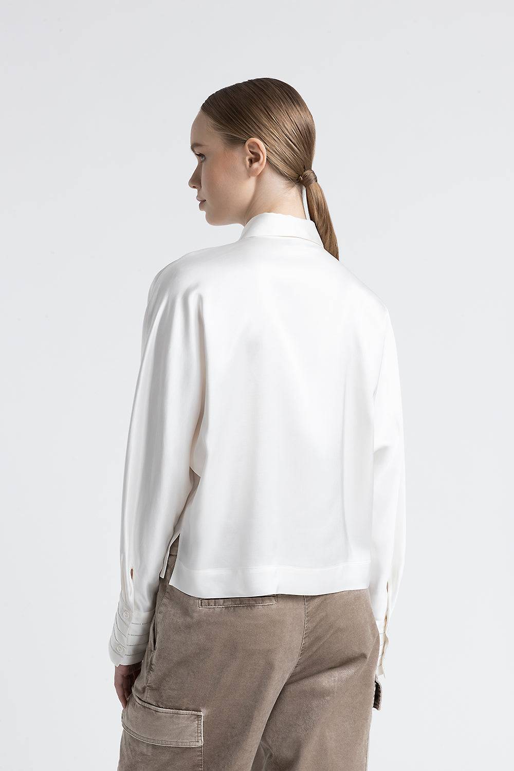 Peserico Camicia In Raso Di Viscosa Over E Crop