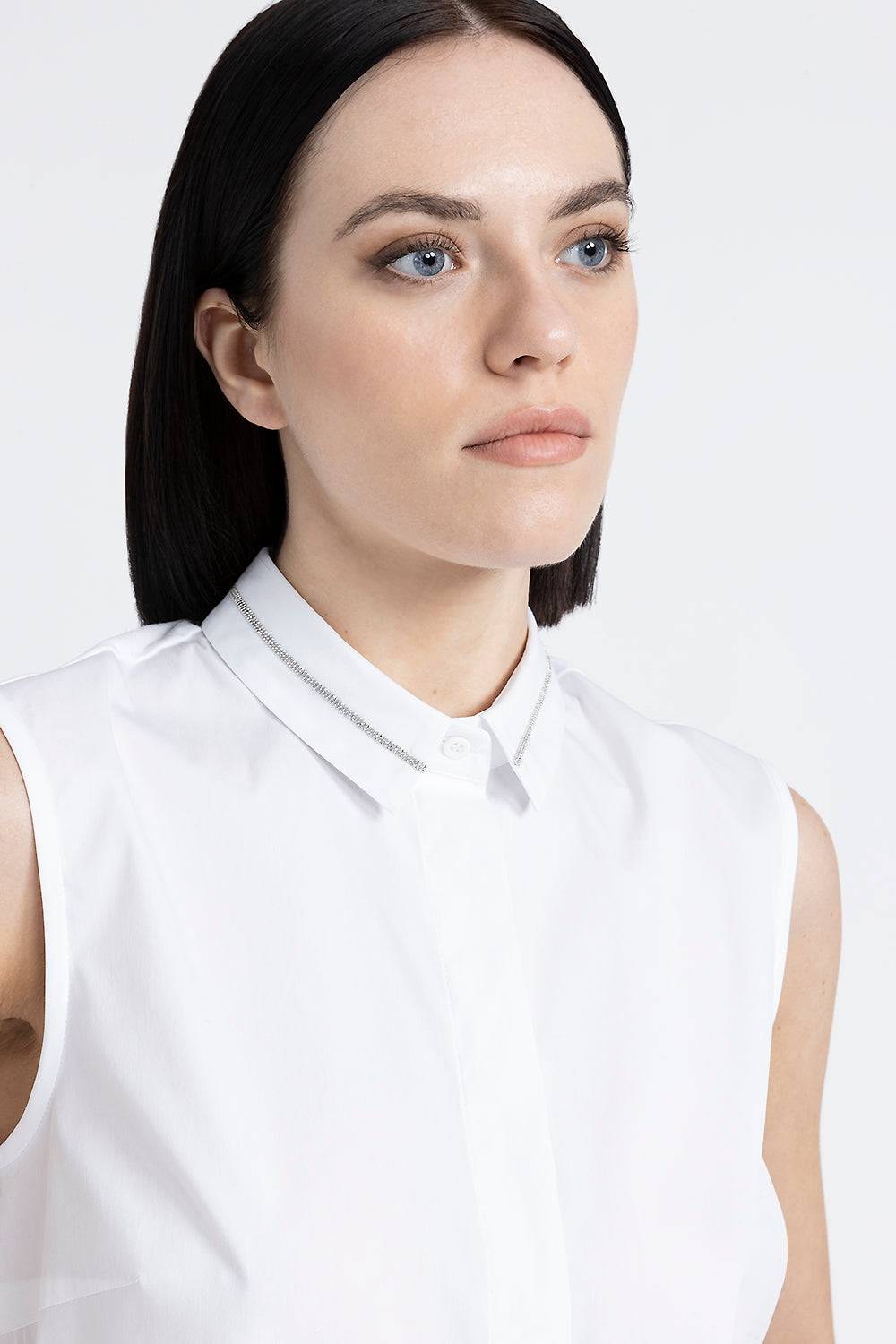 Peserico Camicia Senza Maniche In Popeline