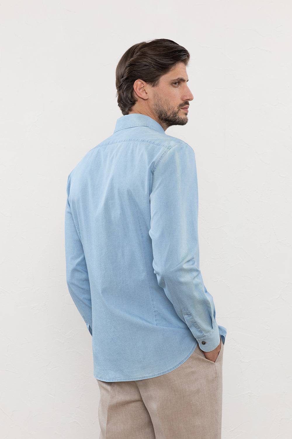 Peserico Camicia Sportiva In Leggero Denim Comfort