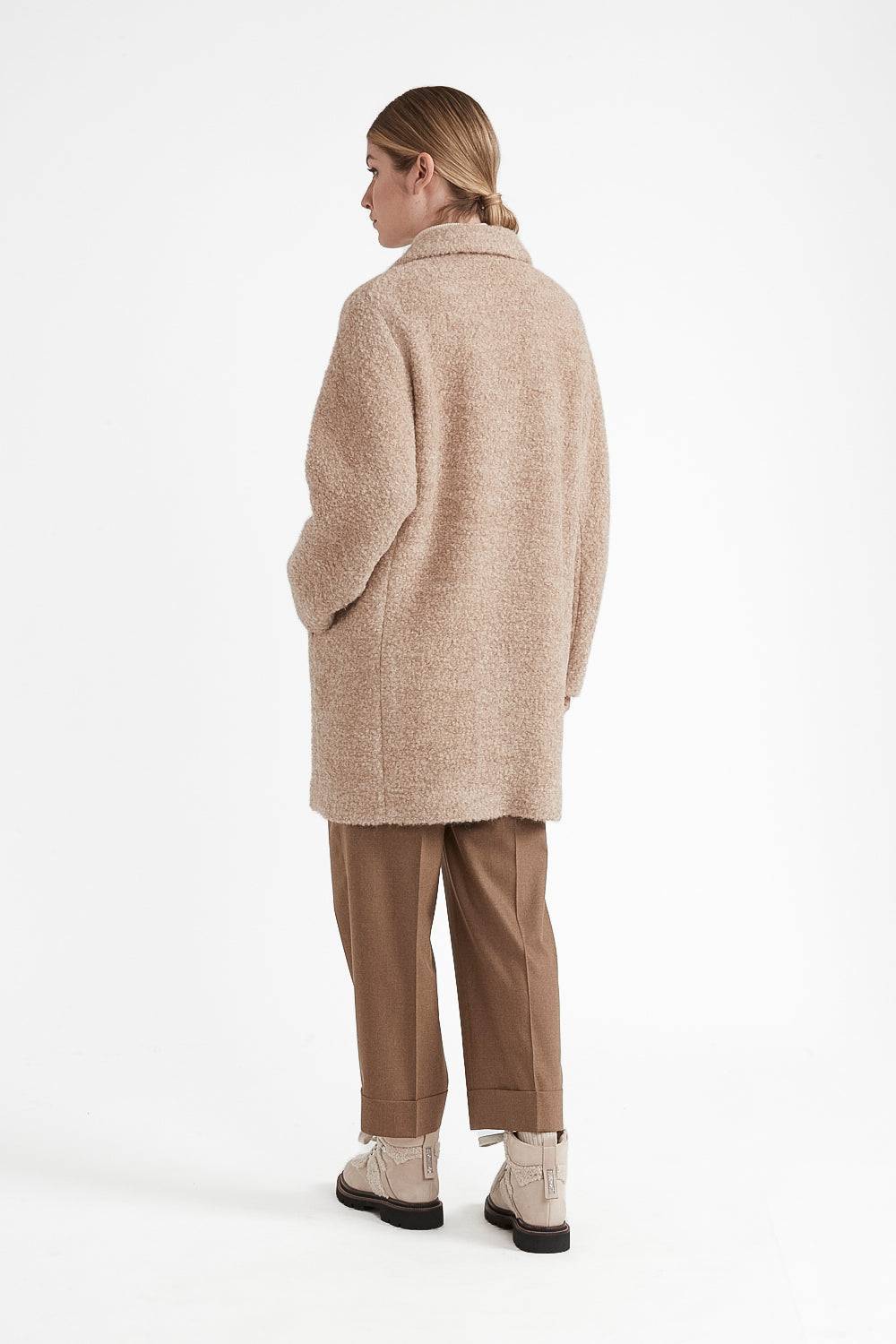 Peserico Cappotto In Panno Bouclè Di Lana E Alpaca