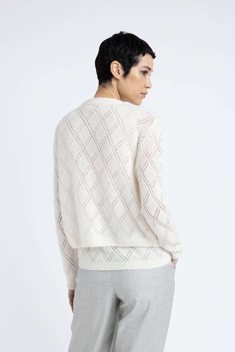 Peserico Cardigan A Rombi In Lana Merino E Alpaca