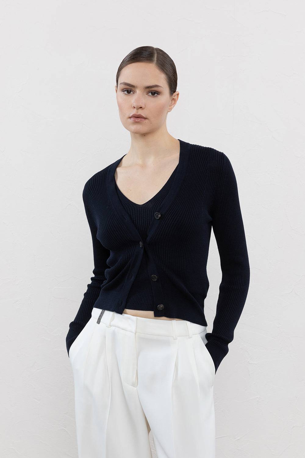 Peserico Cardigan in filato di seta e cotone