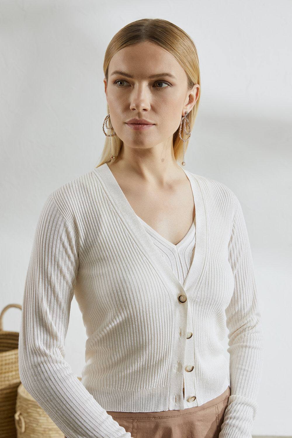 Peserico Cardigan In Filato Mélange Misto Viscosa