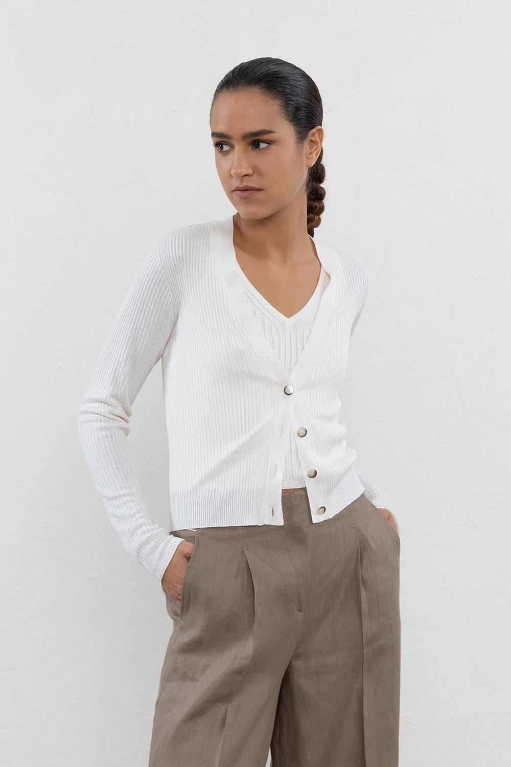 Peserico Cardigan In Filato Mélange Misto Viscosa