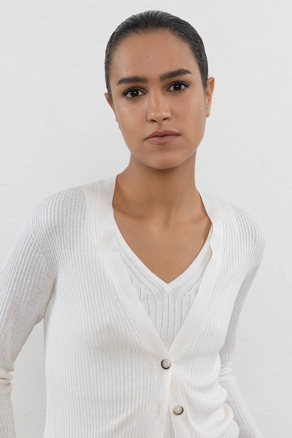 Peserico Cardigan in filato mélange misto viscosa