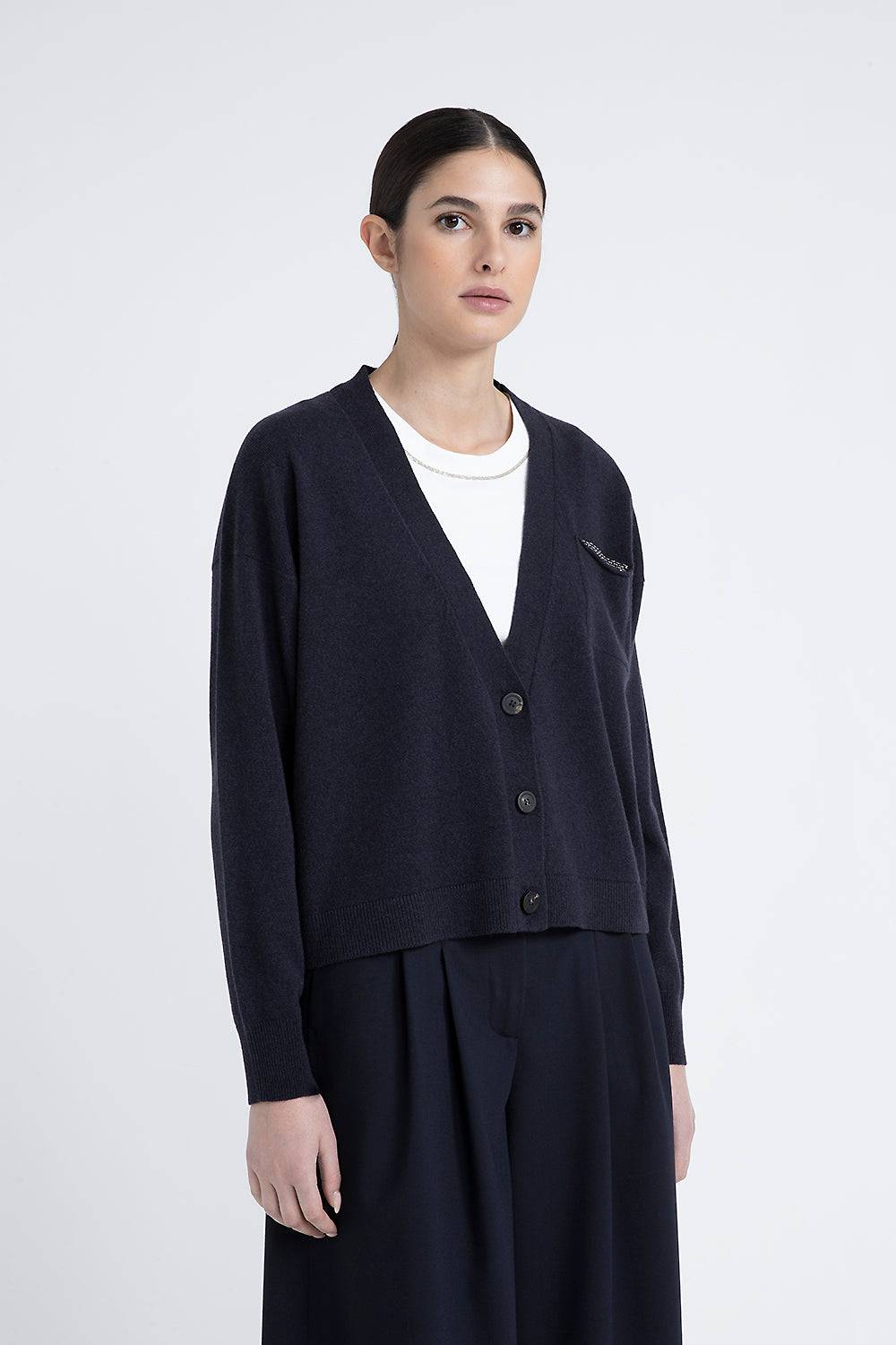 Peserico Cardigan In Rasato Di Lana Seta Cashmere