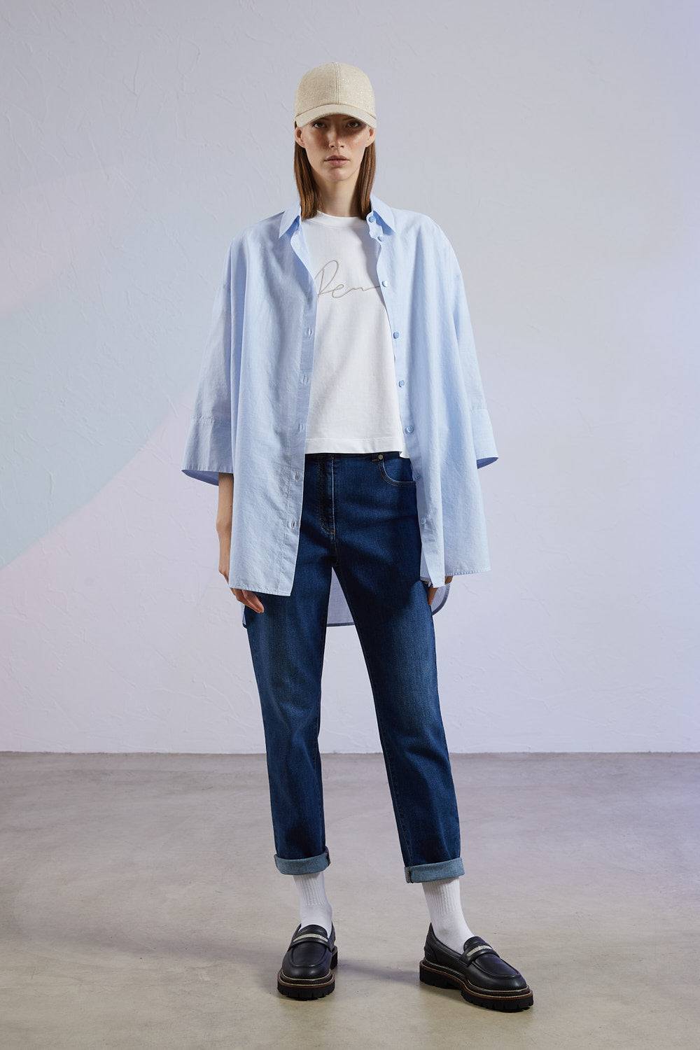 Peserico Denim Slim In Leggero Cotone Comfort