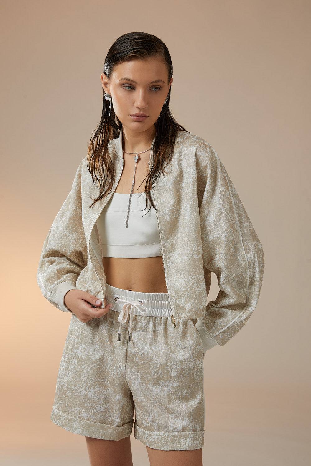 Peserico Felpa Bomber In Laminato Jersey Tricot