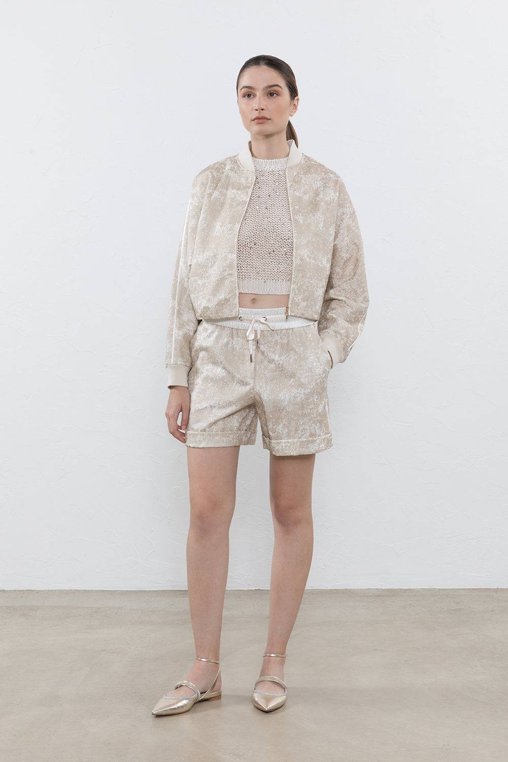 Peserico Felpa Bomber In Laminato Jersey Tricot