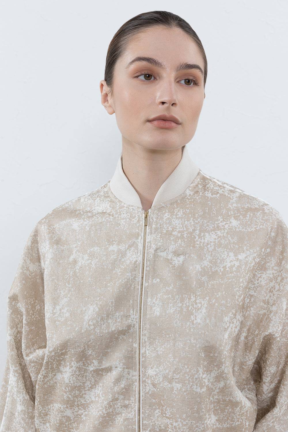 Peserico Felpa Bomber In Laminato Jersey Tricot