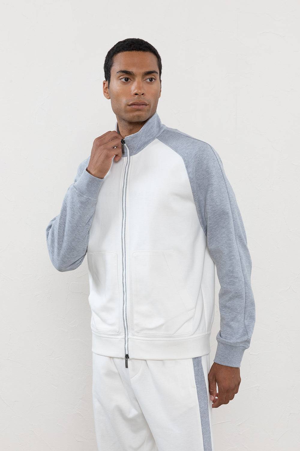 Peserico Felpa full zip in jersey di cotone