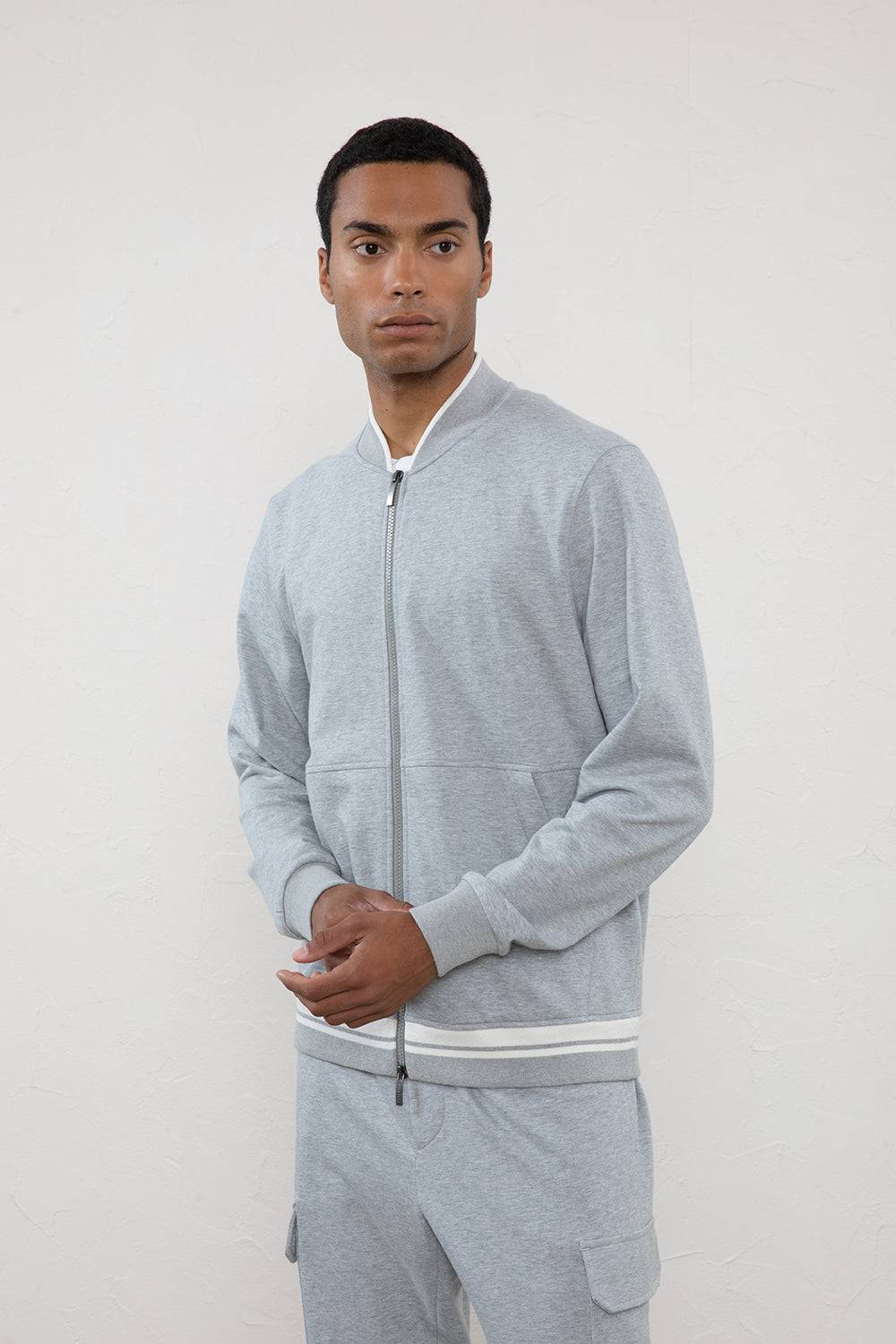 Peserico Felpa full zip in jersey mélange