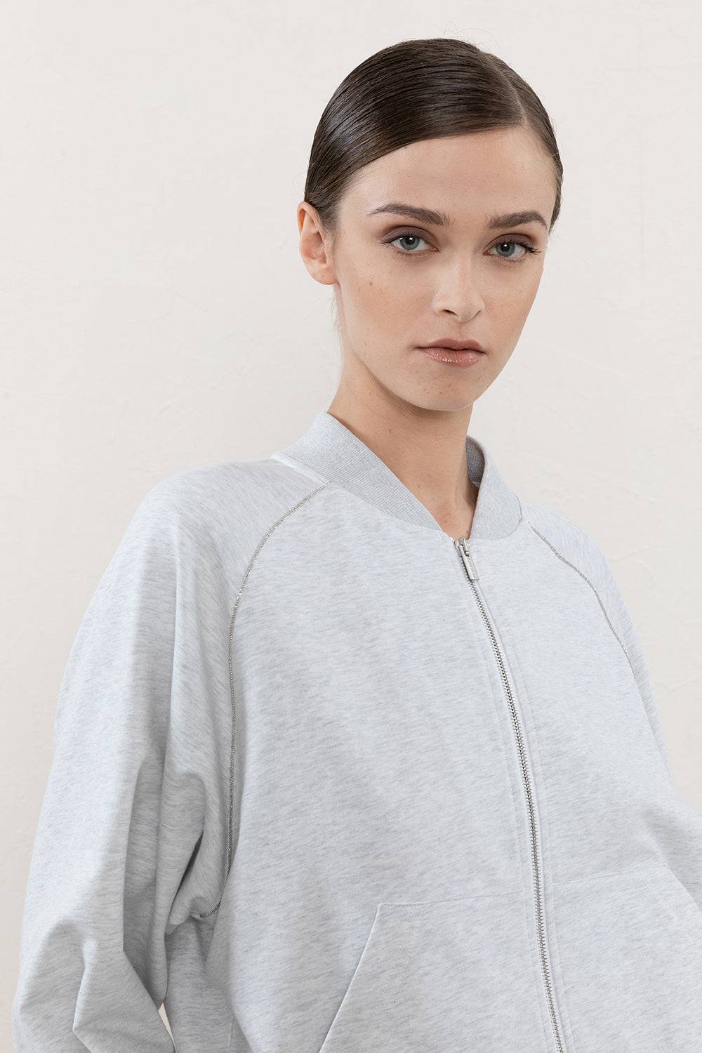 Peserico Felpa In Cotone Mélange E Dettagli Tricot