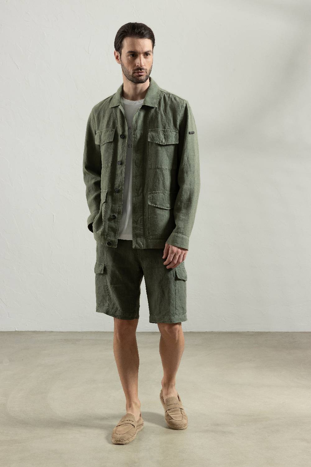 Peserico Giacca Sahariana In Tela Di Puro Lino