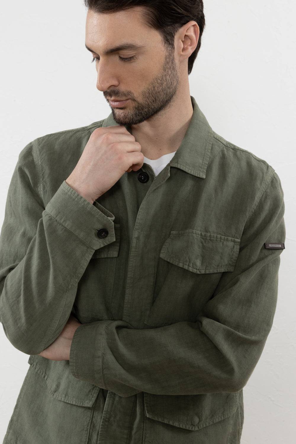 Peserico Giacca Sahariana In Tela Di Puro Lino