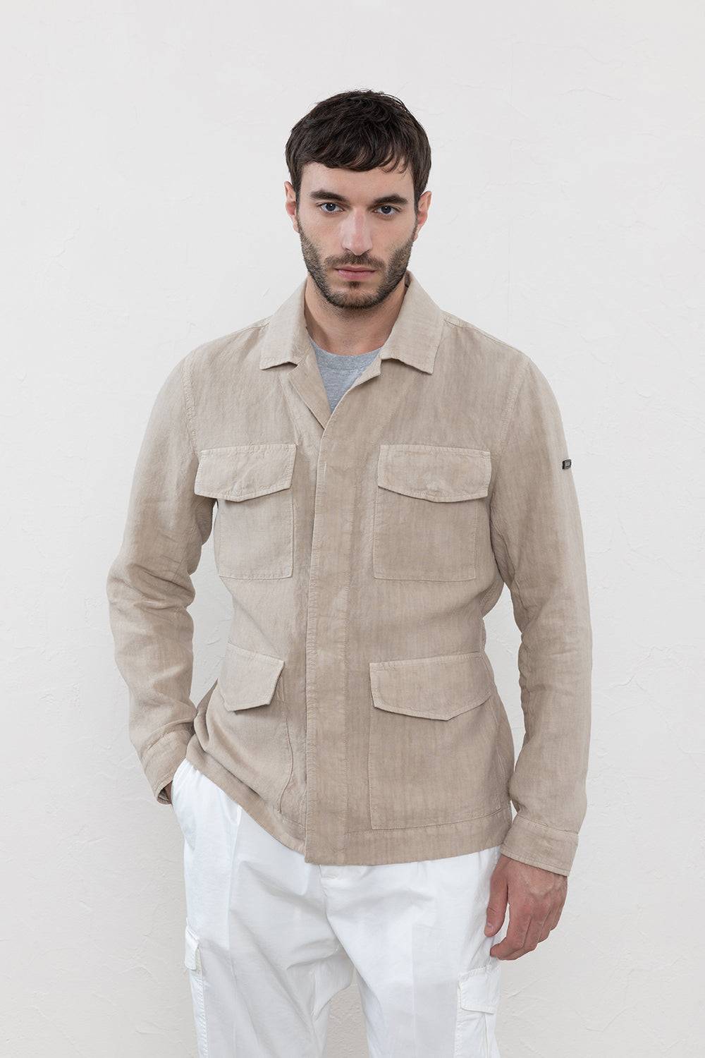 Peserico Giacca sahariana in tela di puro lino