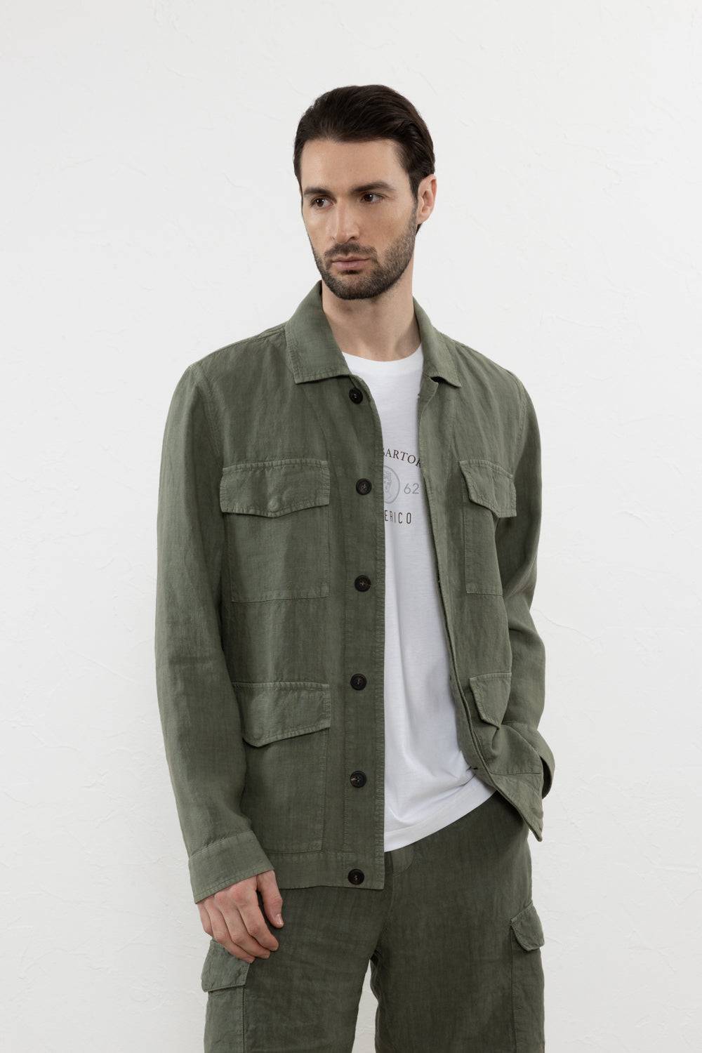 Peserico Giacca sahariana in tela di puro lino