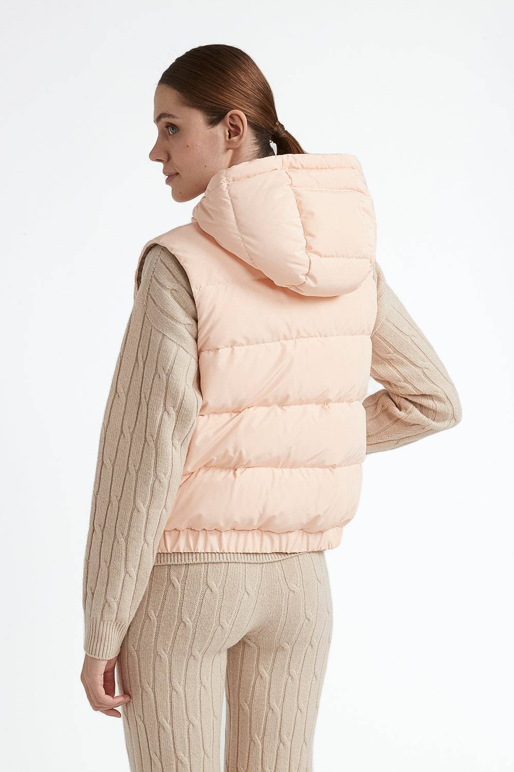 Peserico Gilet Corto Con Cappuccio In Piuma D'oca