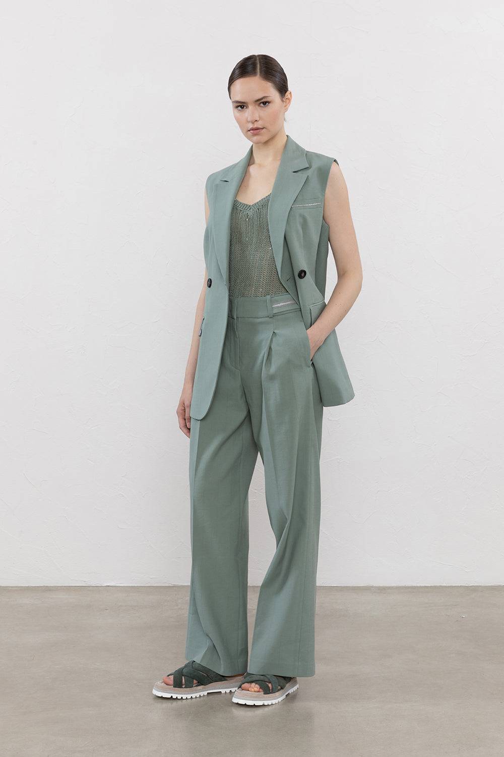 Peserico Gilet Doppiopetto In Cotone E Lino