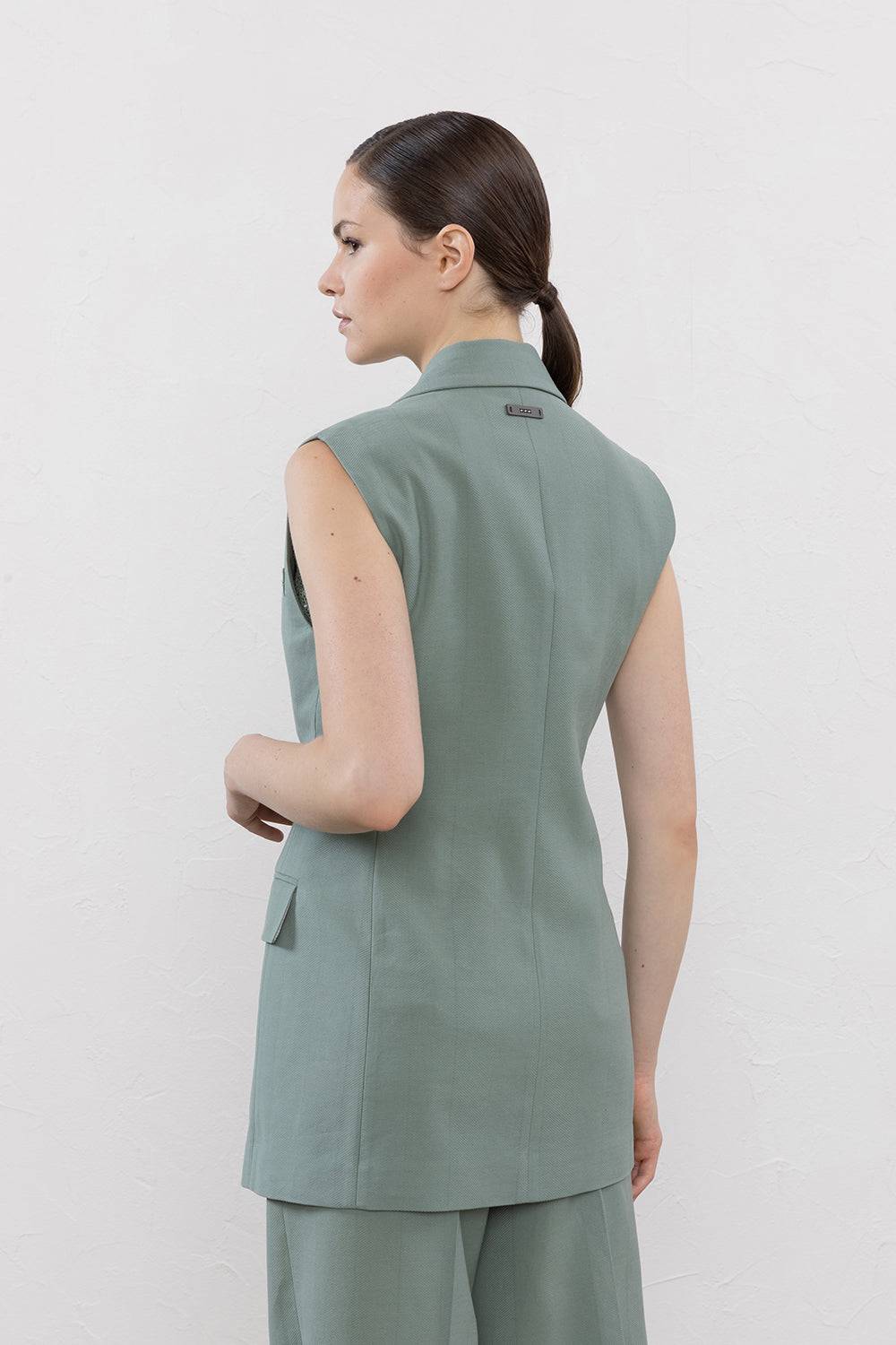 Peserico Gilet Doppiopetto In Cotone E Lino