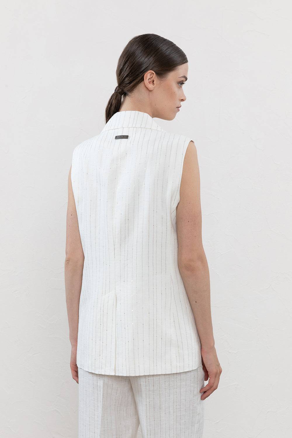 Peserico Gilet Doppiopetto In Lino E Paillettes