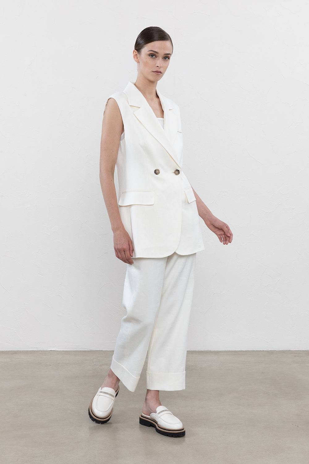 Peserico Gilet Doppiopetto In Lino Misto Viscosa