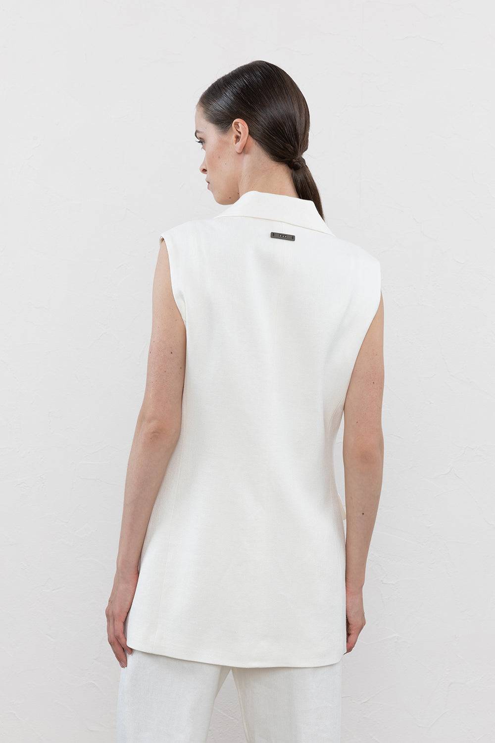 Peserico Gilet Doppiopetto In Lino Misto Viscosa