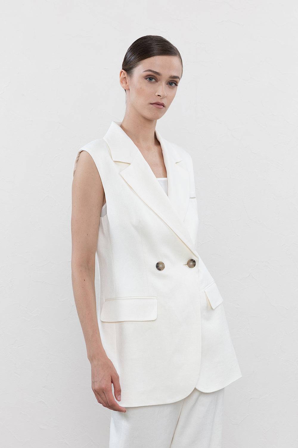 Peserico Gilet doppiopetto in lino misto viscosa