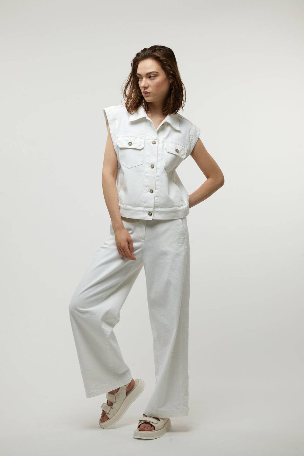 Peserico Gilet In Drill Di Cotone Fiammato