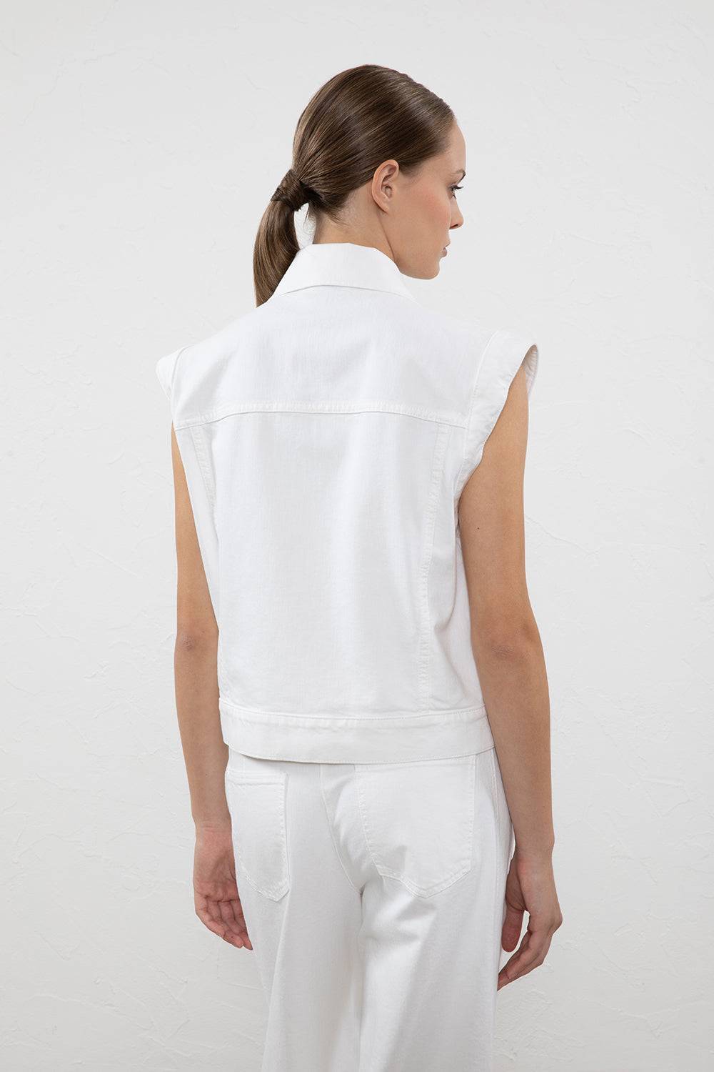 Peserico Gilet In Drill Di Cotone Fiammato