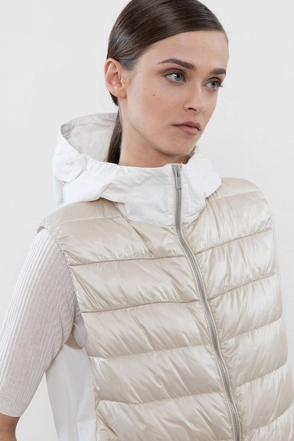 Peserico Gilet In Piuma Con Cappuccio