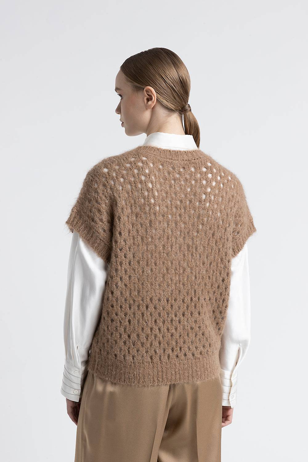 Peserico Gilet Scollo A V In Alpaca, Mohair E Lurex