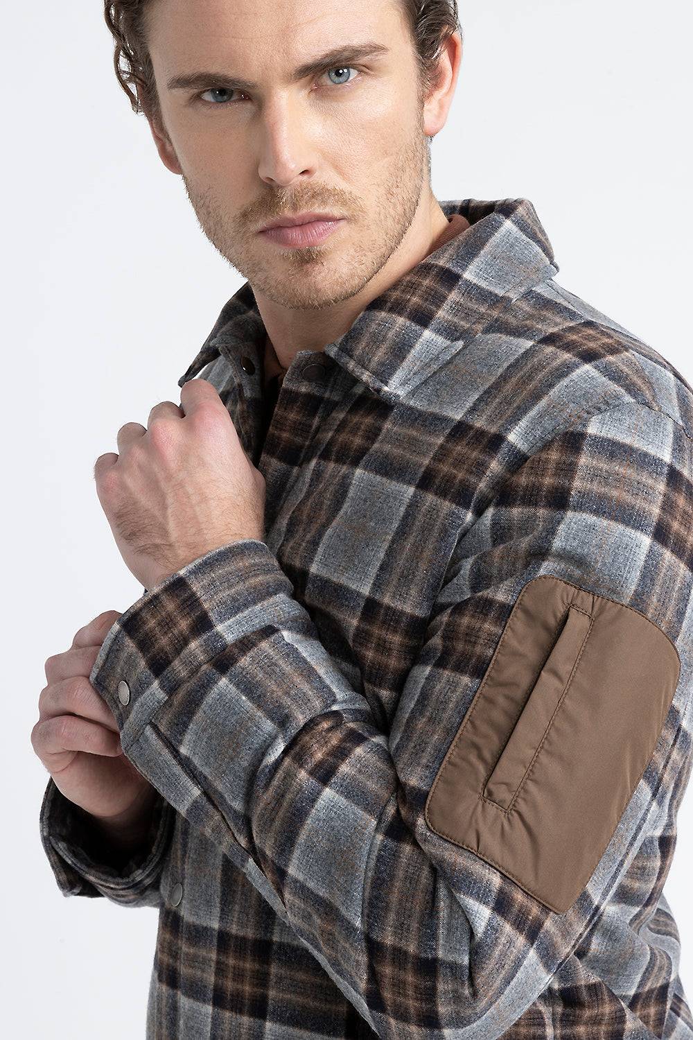 Peserico Giubbino Camicia A Quadri In Pura Lana