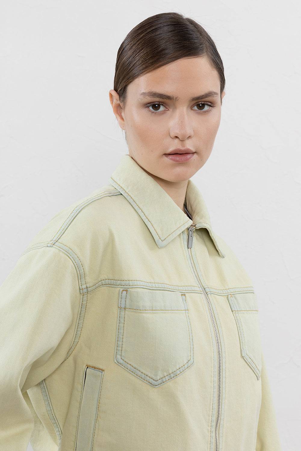 Peserico Giubbino Denim In Twill Di Cotone Stretch